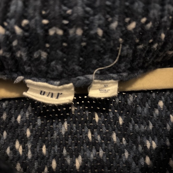 2017 Gap Women's Marled Navy Blue‎ Wide Neck Tight Knit Sweater XL Fisherman - Picture 3 of 5